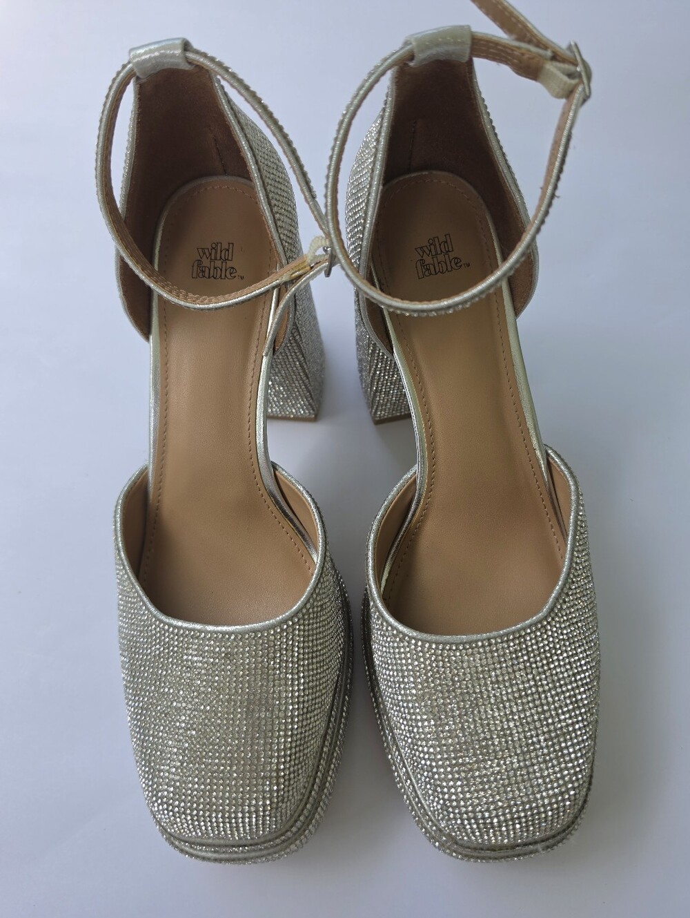 wild fable Silver Rhinestone Platform Block Heels - Picture 8 of 9